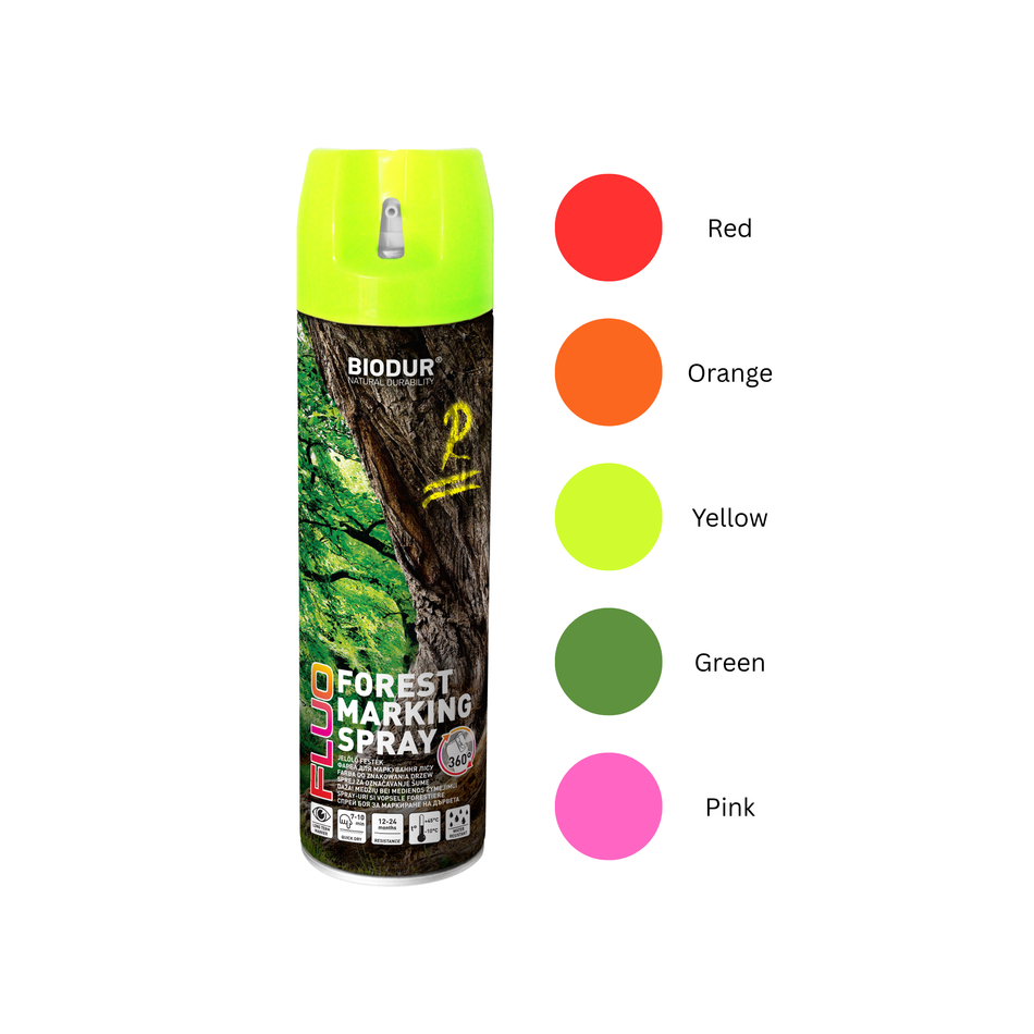 BIODUR FORSTMARKIERUNGSSPRAY - FLUORESZIEREND - 500 ml - 6 Stk. pro Karton