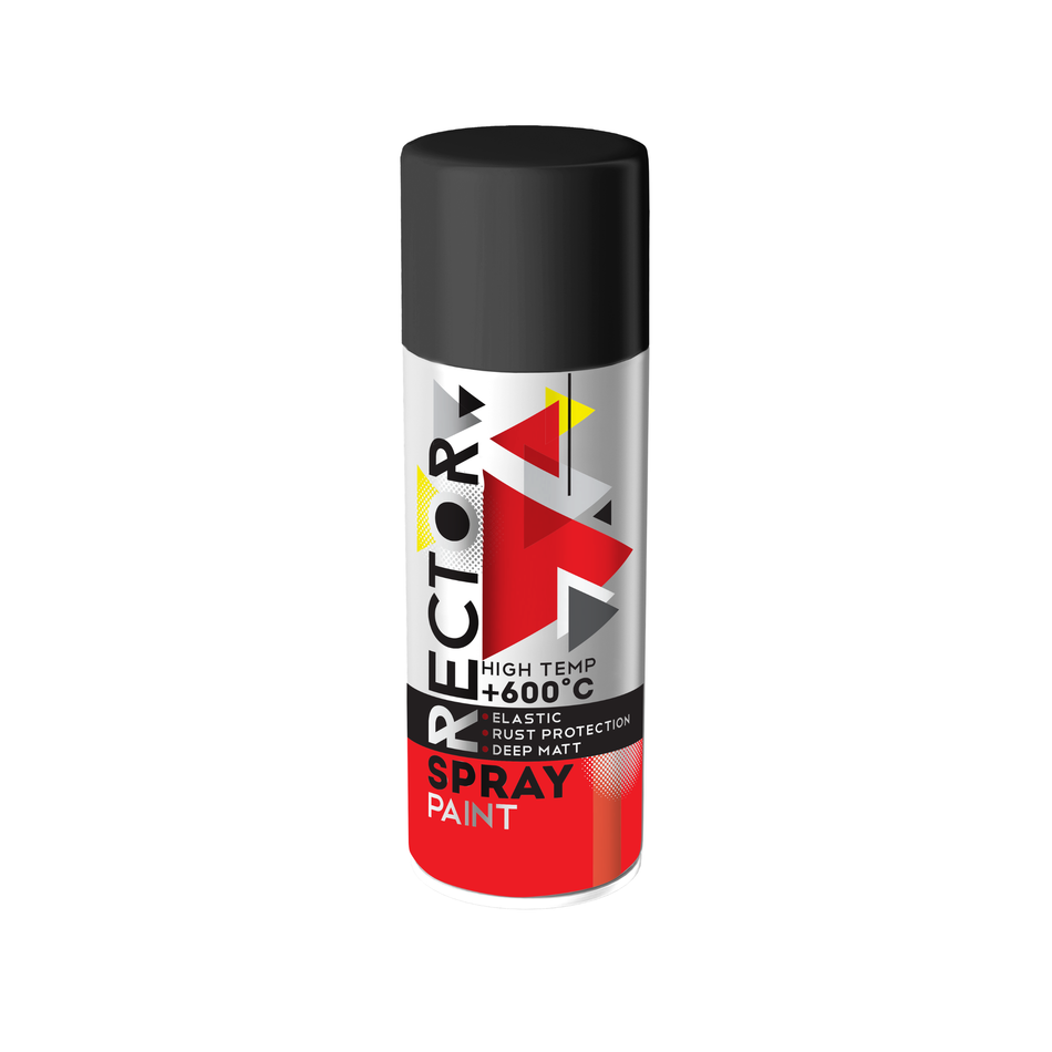 REC400B - 12pc. per box - RECTOR HEAT RESISTANT UNIVERSAL SPRAY PAINT - BLACK - 400 ml