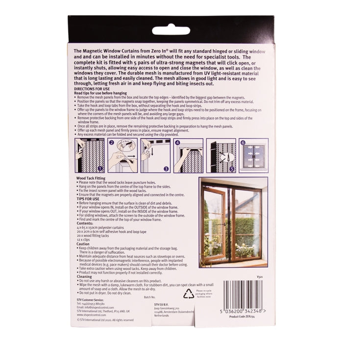 ZER234 - 12St. pro Karton – Magnetischer Fenster-Insektenvorhang, 2 Stück