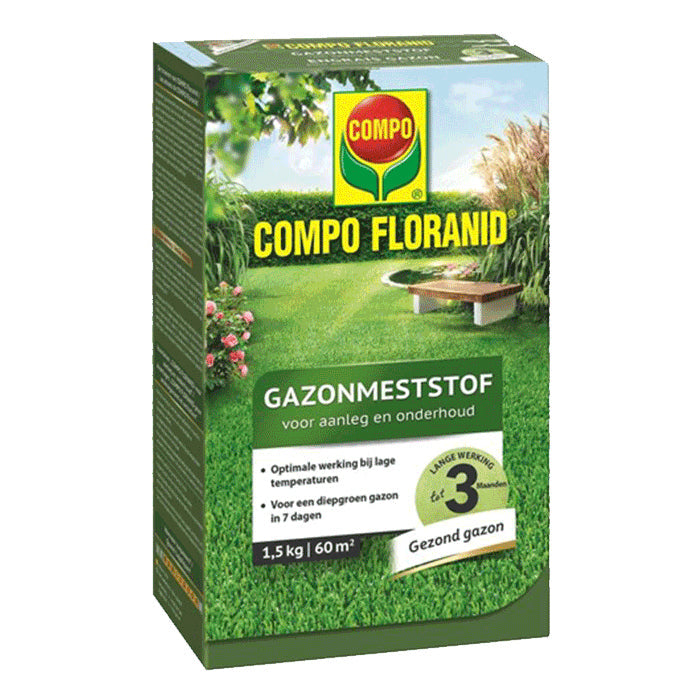 2149402017 - 12St. pro Karton – COMPO Floranid Rasendünger für Bau und Pflege, 1,5 kg – 60 m²